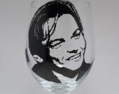 Leonardo DiCaprio, Painted wine glass, Hand painted glass