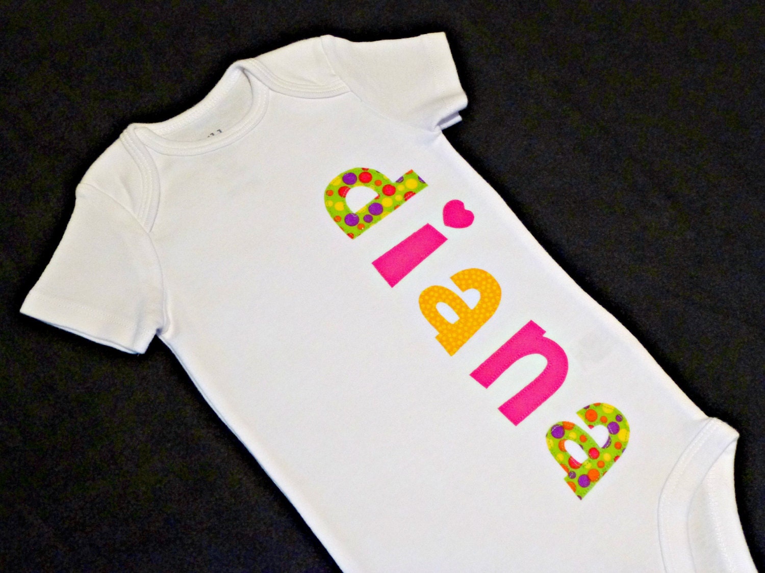 Personalized Shirt or Onesie, Custom Girls Birthday T-Shirt or Bodysuit with Appliqued Name, Kids/Childrens/Toddler/Baby Clothes