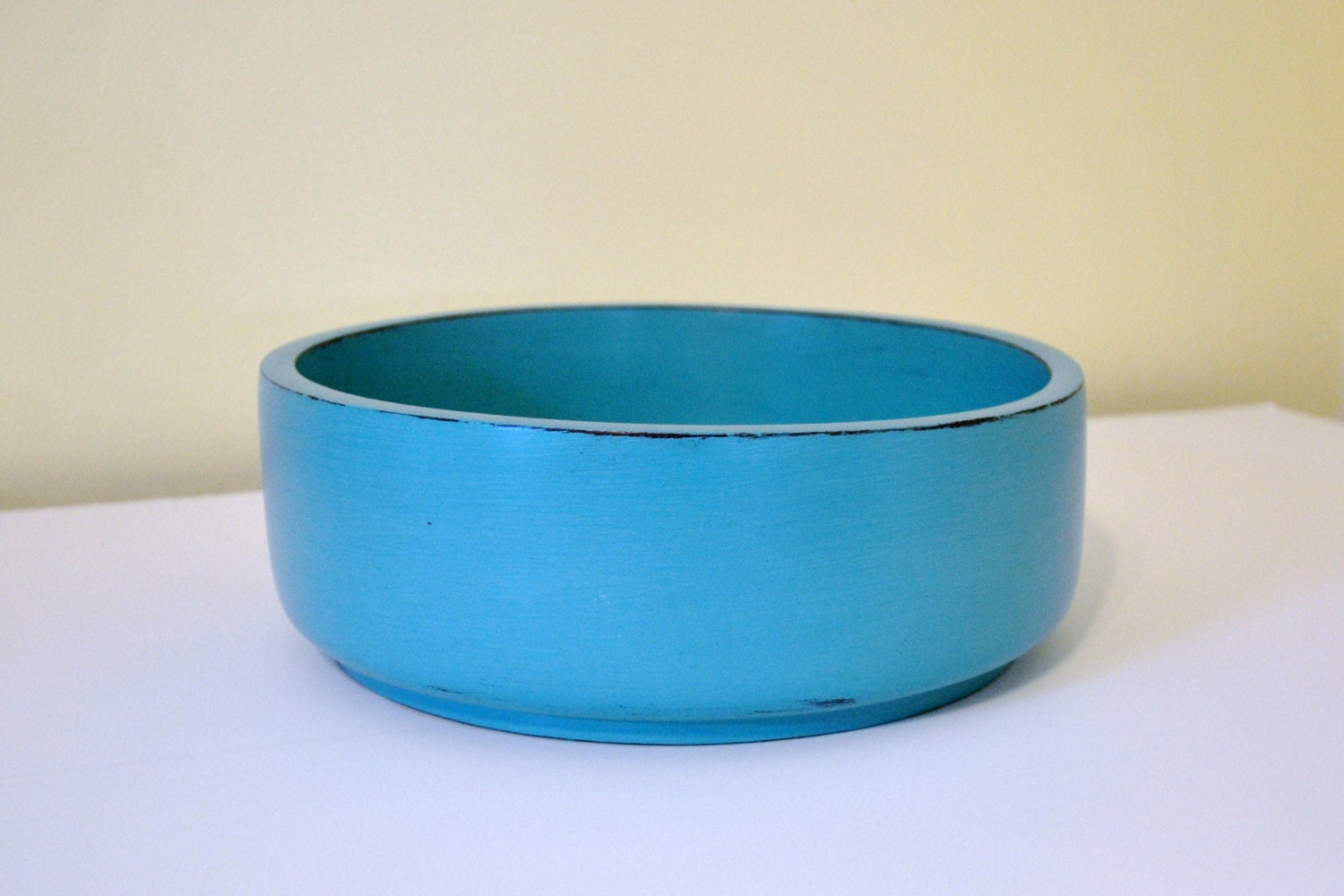 Shabby Chic Wood Bowl Turquoise Blue Upcycle Recycle