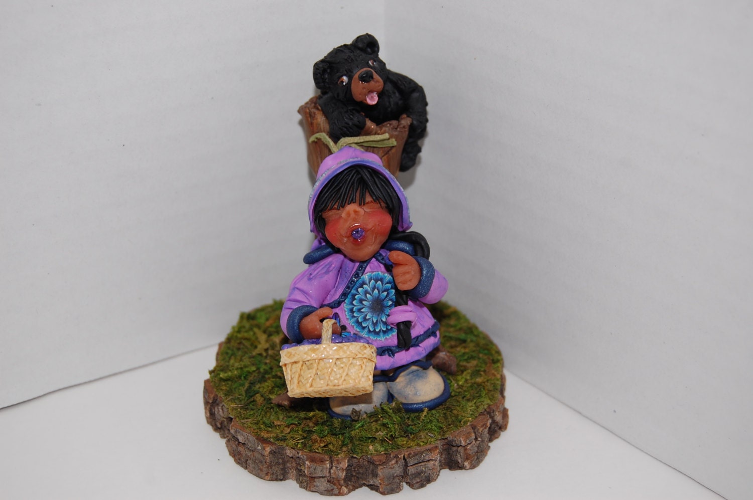 Beary Good Berries, tiny sculpture for desk or decoration in child's room