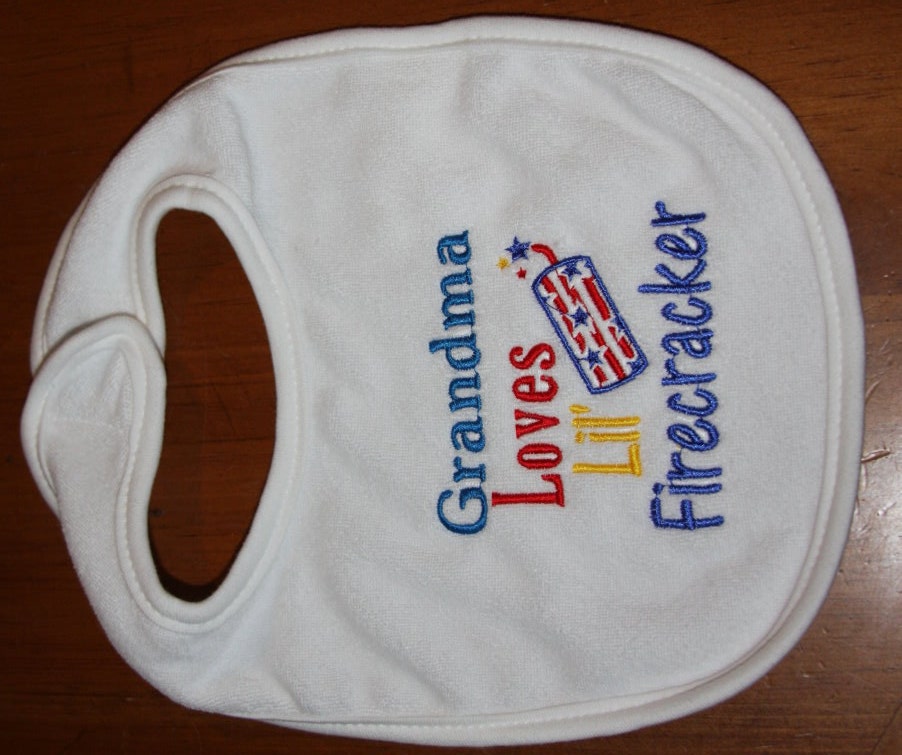 custom 4th of July embroidered bib