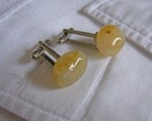 Peach Aventurine Semi Precious Stone Cufflinks, Gifts under 10 pounds