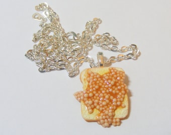 Beans on Toast Miniature Food Pendant Necklace - Miniature Food Jewelry
