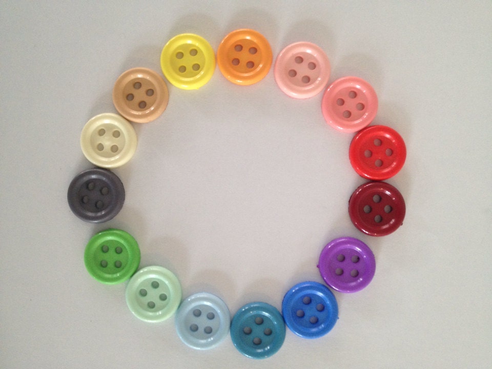 Set plastic vintage rainbow buttons. (15 pieces, big)