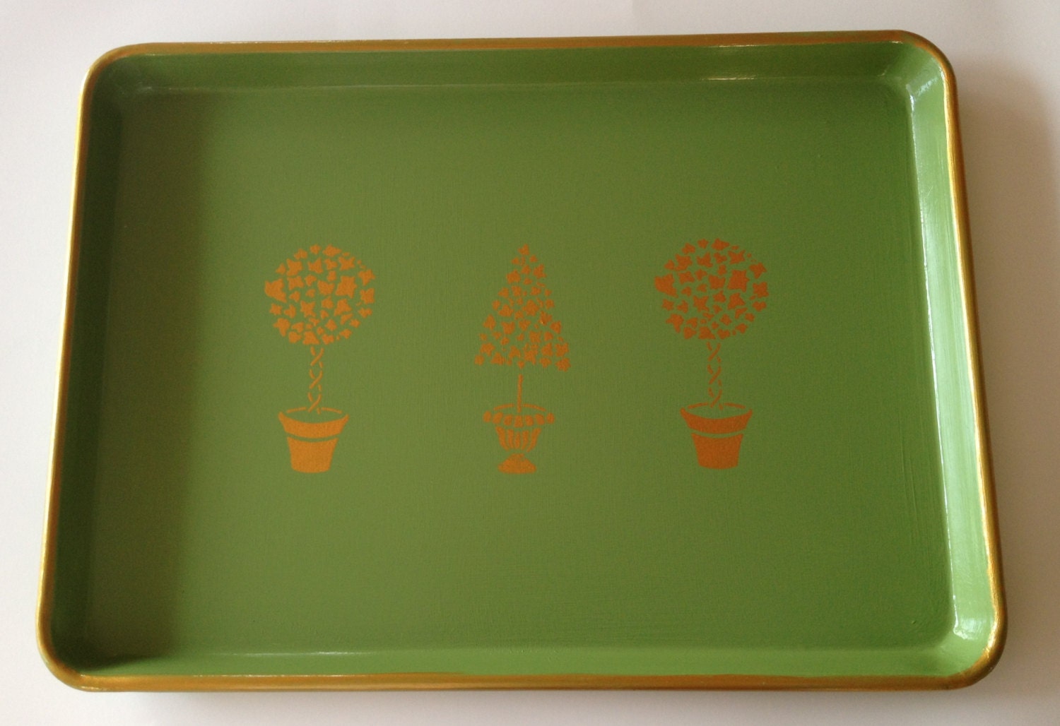 L gold topiary green serving tray
