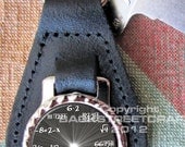 MATH GEEK TIME Genuine dyed black Leather Key Ring Fob Fathers Day  Graduation Christmas Under 15.00