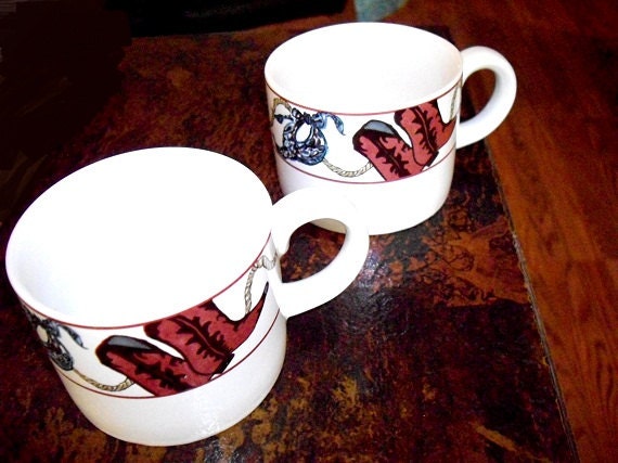 Vintage Sakura Cowboy Cups 1993 set of 2