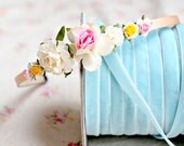Yellow White and Pink  Rose Bridal Headband