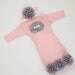Newborn Infant Layette Baby Gown with Light Grey Chiffon Flowers and Rhinestones