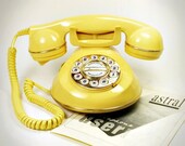 Knightsbridge - Vintage 1980's Push Button Yellow Telephone with Bell Ring