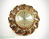 Suntella - Simple Lovely 1960's Golden Plaster Wall Clock from Smiths