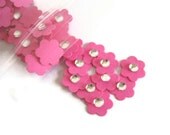Pink Flower Confetti: 60 Flowers with Rhinestone Centers