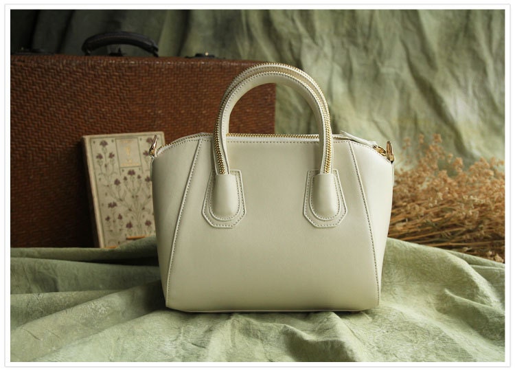 Leather Satchel - Handbag - Tote Bag - Messenger Bag - Shopper Bag - Ipad Bag in Rice White