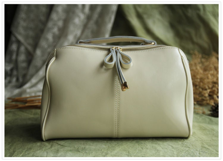 Leather Tote Bag - Briefcase - Shoulder Bag - Handbag - Satchel - Messenger Bag - Doctor Bag - IPAD Bag  - Lady Bag in Milk