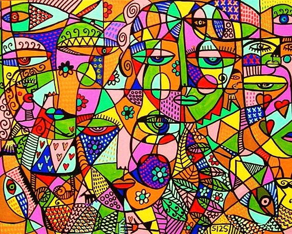Mermaids Hearts And Flowers' - SILBERZWEIG ORIGINAL Art PRINT - Mexican, Talavera Owls, Tree of Life, Goddess, Mermaid, Paradise, Sea Coral