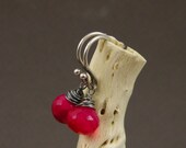 Birthstone jewelry , everyday earrings , hot pink chalcedony