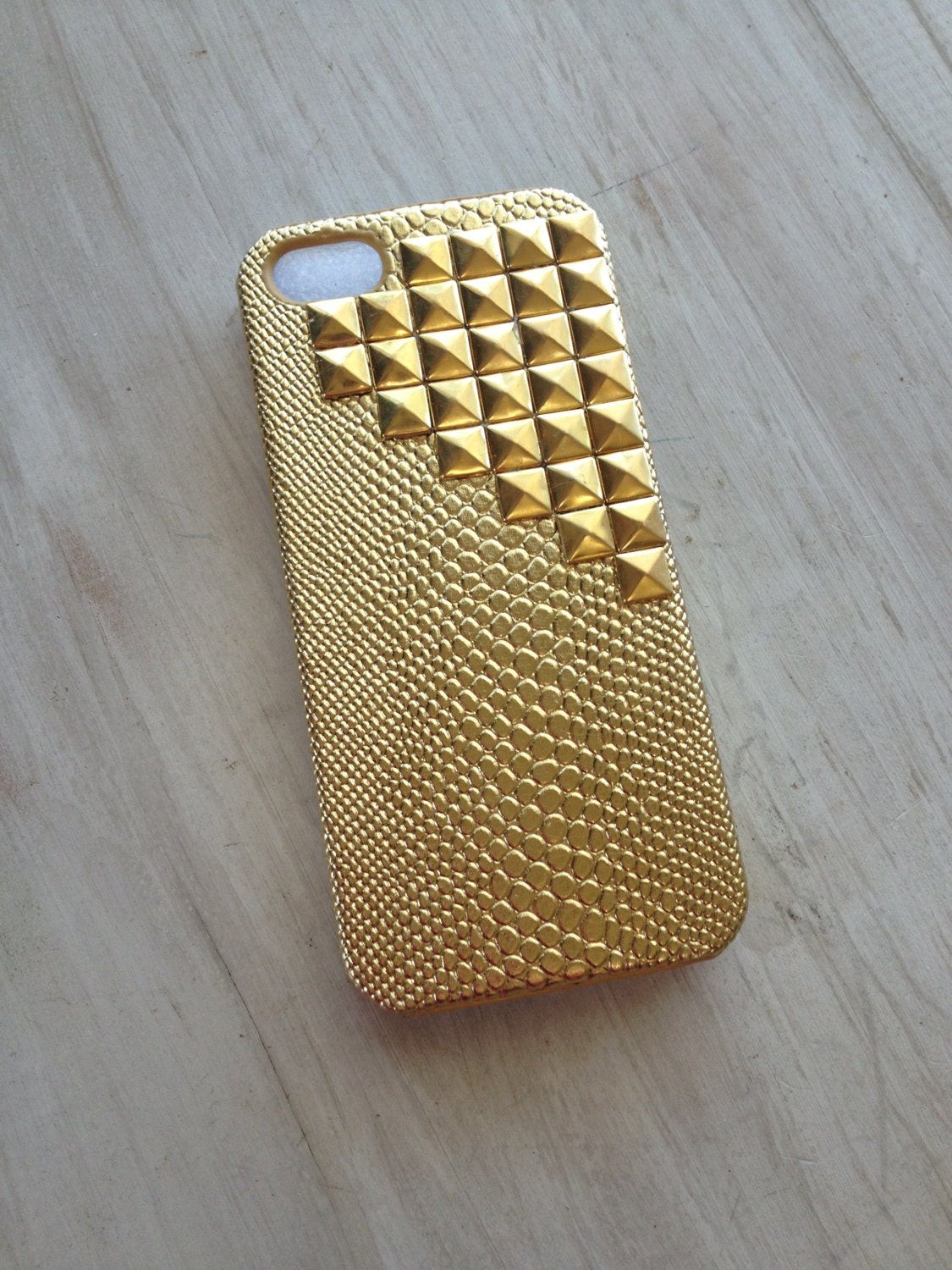 READY TO SHIP Gold snakeskin iphone 5 case / iphone 5 protector / Gold studded snakeskin iphone 5 case