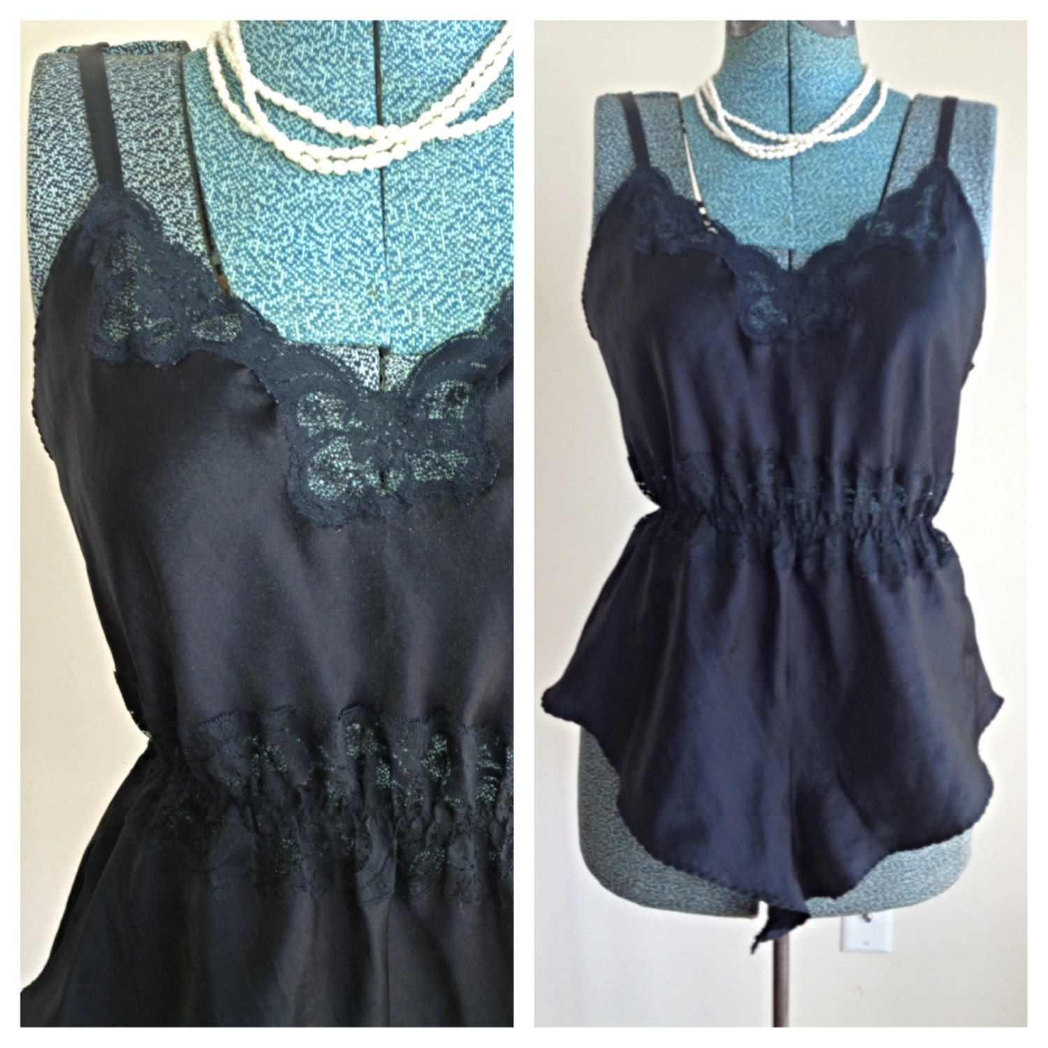 Vintage Bestform black lace teddy / casual teddy / pin up lingerie / black negligee / teddy lingerie / size small