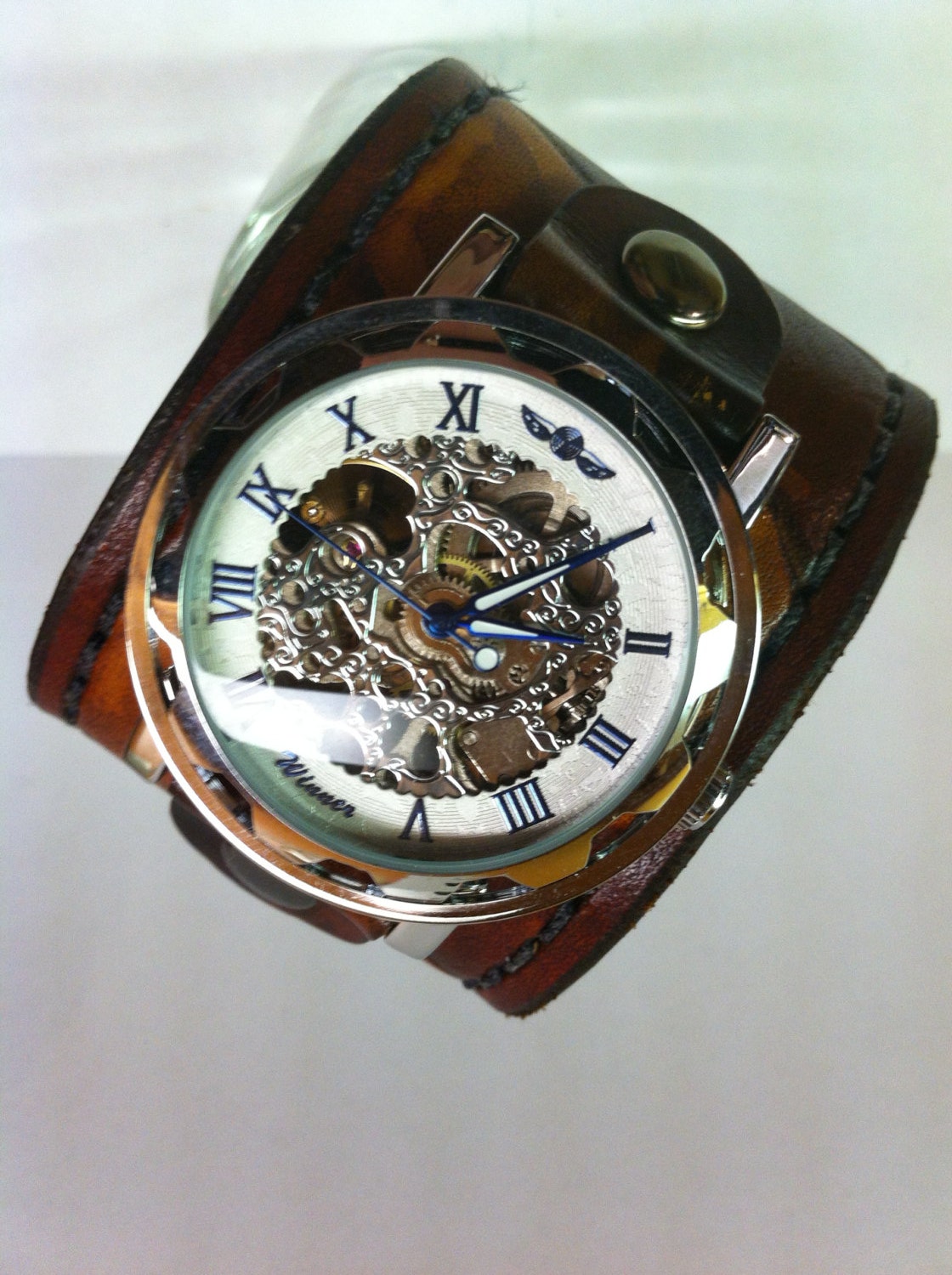 wide leather watch