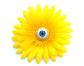 Yellow Flower Eyeball Barrette