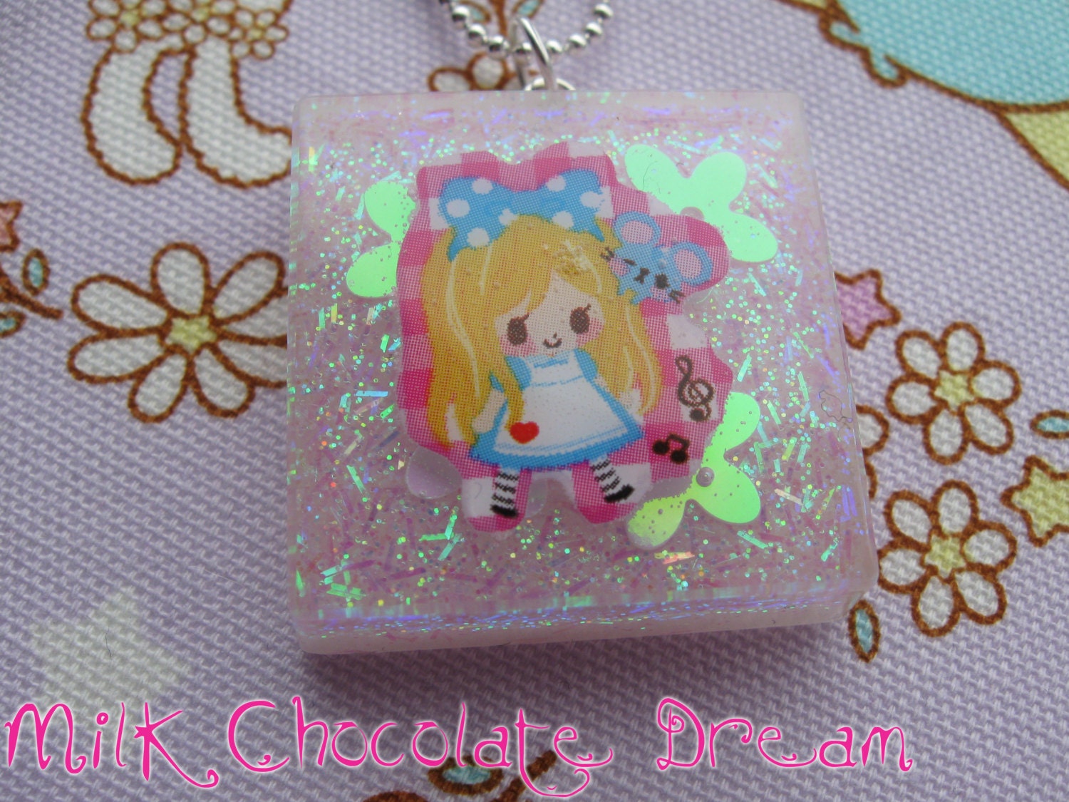 Alice in Wonderland Resin Necklace