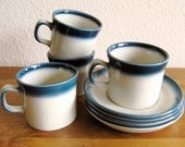 Cups and Saucers-Blue Pacific-Wedgewood of England-Set of 4