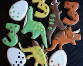 Dinosaur party theme favors - one dozen rolled sugar cookies