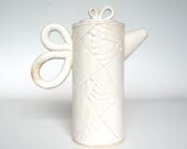Stoneware Teapot, modern ceramic pottery sculptural tea pot wedding table setting present gift in milk white