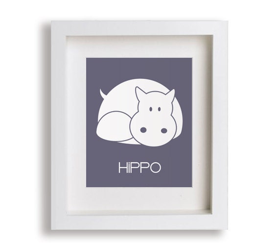 Baby's First Art Print - Hippo 8x10 - Childrens Room Decor, Nursery Decor, Nursery Art, Children's Wall Art, Playroom Decor