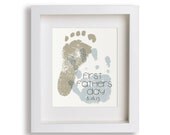 First Father's Day Art Print - Personalized Hand and Foot Prints - Gift Idea, Fathers Day Gift, Gift for New Dad, Hand Print, Foot Print