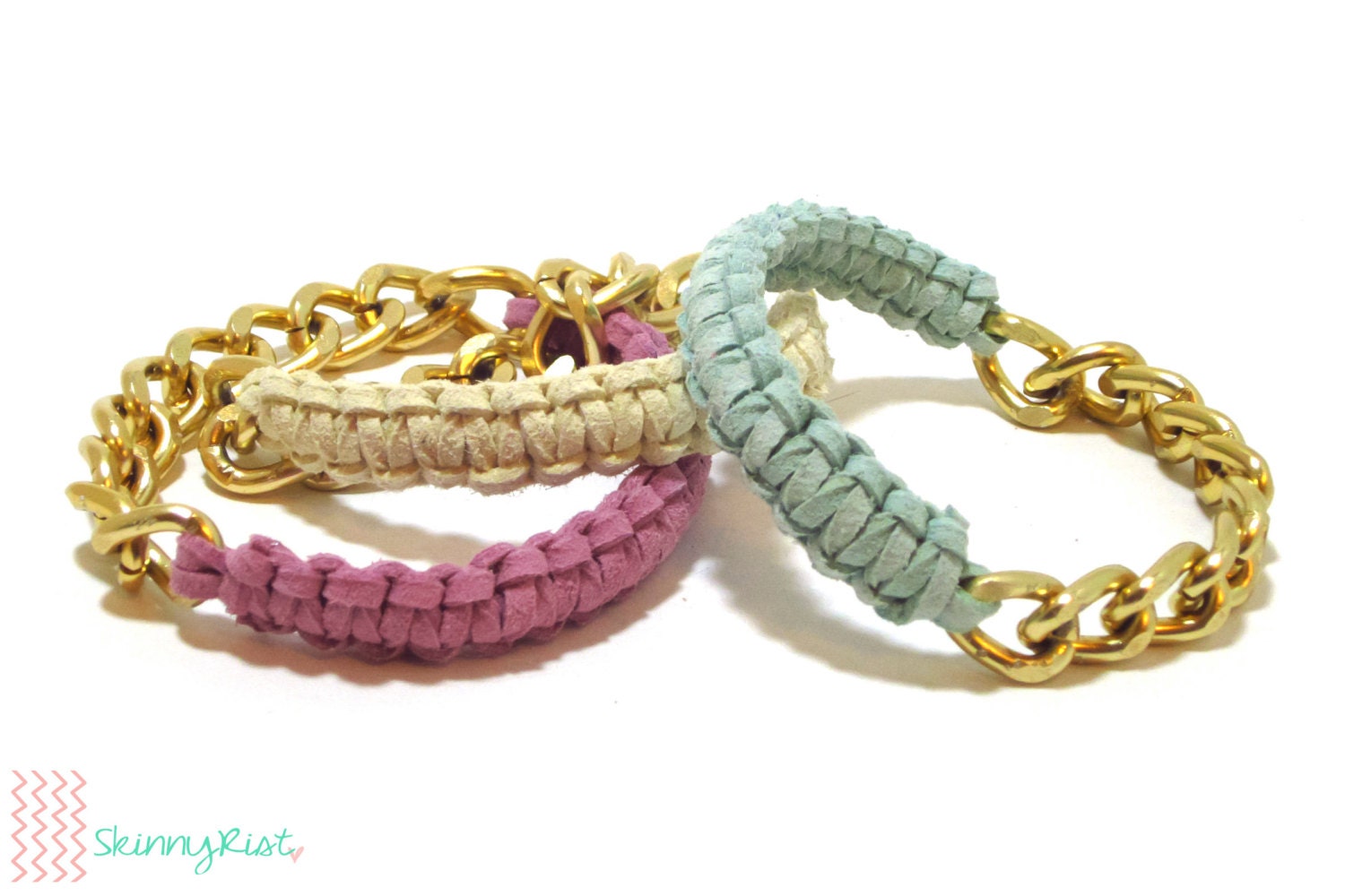 Suede & Chain Cobra Bangle