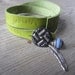 Vampire Weekend Step Lyrics Bracelet - Leather double wrap bracelet with vintage button and charms -