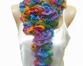 Free shipping, Knitting ruffle scarf, orange, blue, purple, multicolored, mothers day gift, gift for her, gift for mom, spring fashion