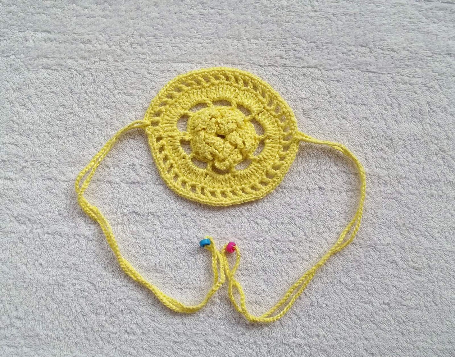 Crochet bracelet, headband, yellow, summer accessory, gift for mom, beach accessory, gift for her