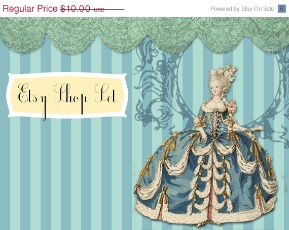 Happy Weekend 5- Piece Etsy Shop Set Baroque Vintage Stripes  No.108