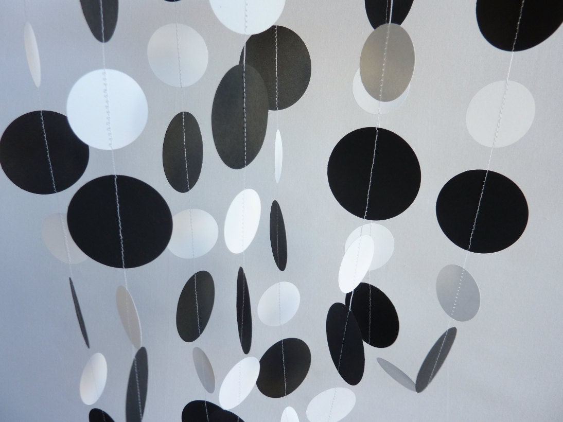 Black and White Paper Garland, Birthday Party, Retirement Party, Bridal Shower, Wedding