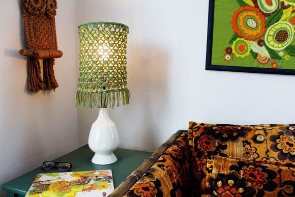 Fringe Crocheted Lampshade, Retro Inspired Fringe Lampshade, 1970s home decor, 1960s style, hipster, boho