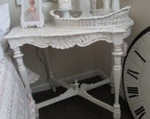 Exquisite Vintage Antique Ornate Side Table Night Stand Oh So Shabby Chic Loaded with tons of Cottage Charm