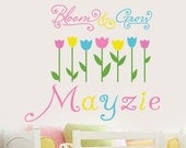 Personalized  Vinyl Wall Decal Quote With Name, Baby Nursery, Girls Bedroom,  Lilly Colors, Flowers, 24 3/8"H x 27"W - A10
