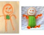 Customized Crocheted Stuffed Plush Based On Your Child's Drawing -- Handmade, Sensory Toy, Amigurumi