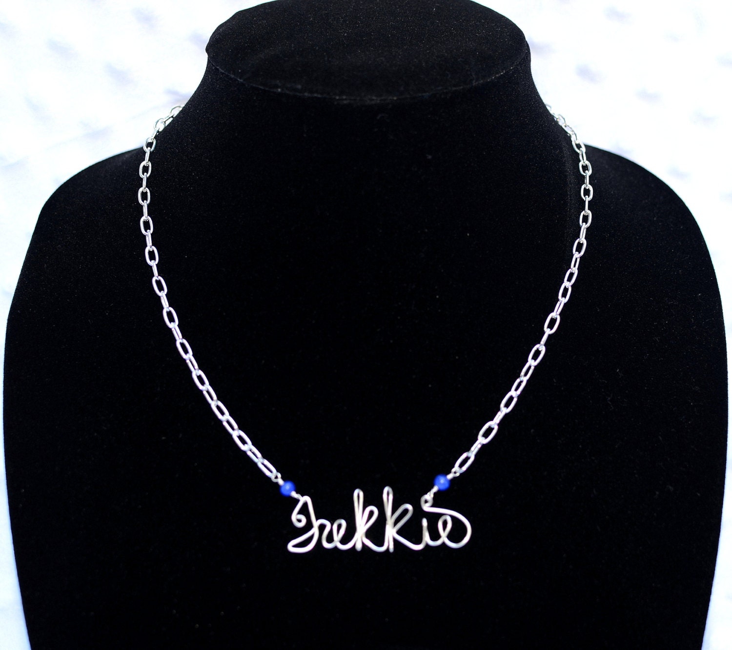 Star Trek Trekkie Geek Word Necklace -- Copper, Brass, Silver -- Sci-Fi Geek -- Handmade, Metal, Yellow, Blue, Red