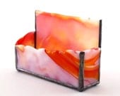 Orange and White Desktop Business Card Holder OOAK