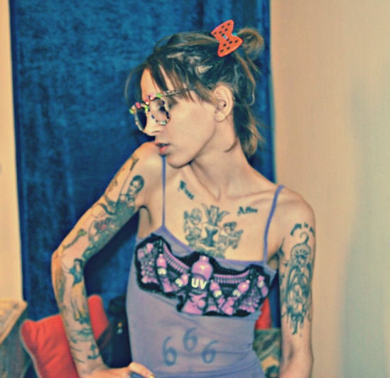 UV Vodka Bat  Patch Sheer Top Club Kid Rave