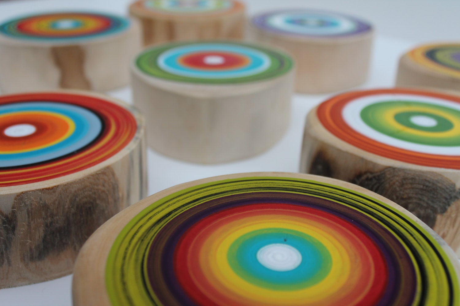 Set of 9 Tree Rings - Eco  Friendly Wall Art - Reclaimed Wooden Wall Hangings - Unique Gift Idea