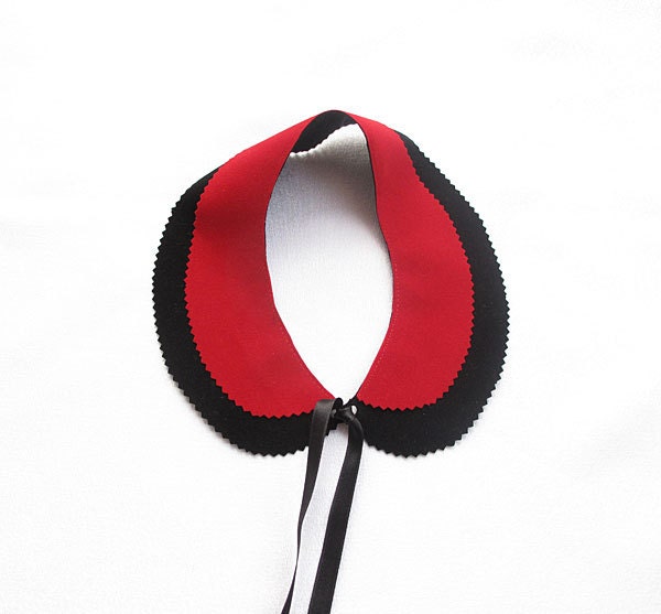 Red, Black,  Shammy Leather Peter Pan Collar-Handmade, Peter Pan Collar, Necklace, Fashion, Daily, Simple Collar Necklace - aynurdereli