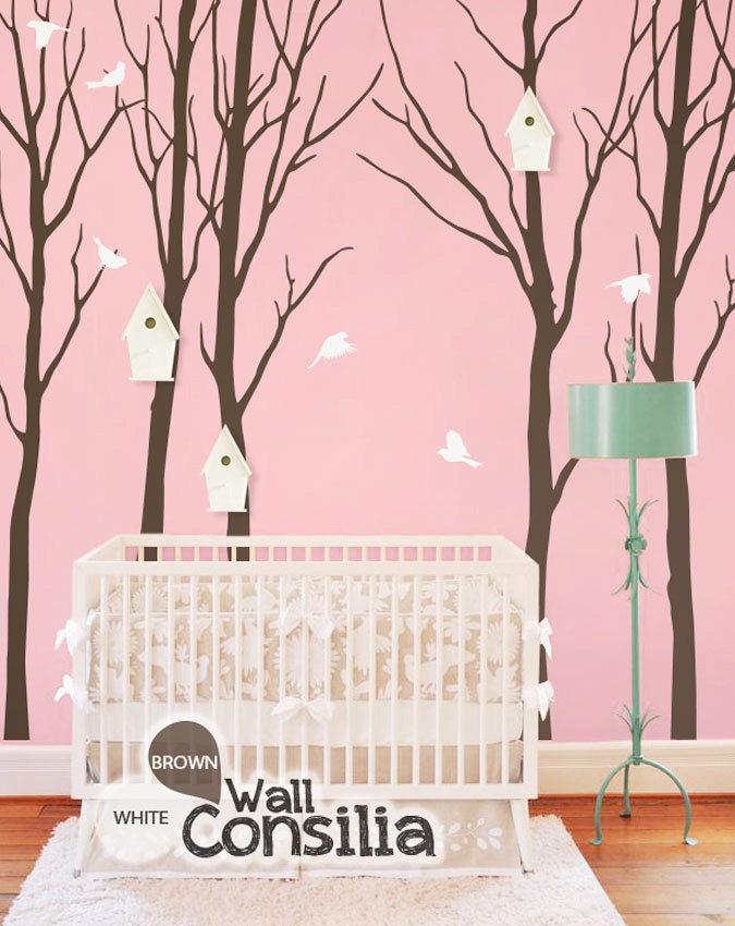Winter Trees Decal - Tree Wall Decal Wall Sticker - Tree Decals - Large: approx 93" x 108" - KC005
