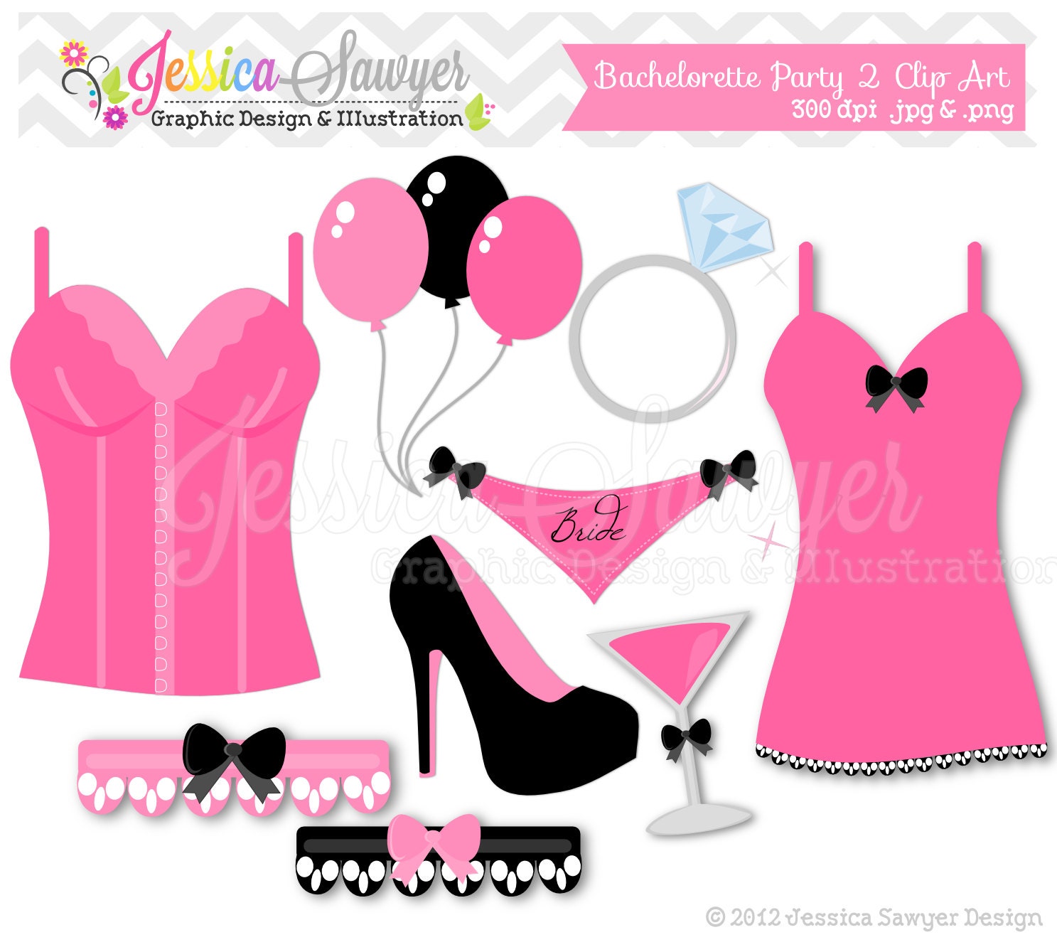 INSTANT DOWNLOAD, Bachelorette Party Clip Art - bridal shower clip art - lingerie Clip art - commercial use - card making Il_570xn