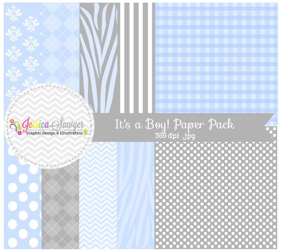 INSTANT DOWNLOAD baby boy digital paper - 12'' x 12'' - commercial use - personal use - scrapbook - printable paper - invitation Il_570xn