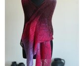 Shawl  Lace Pink Lilac Burgundy Wool Estonian . Scarf Hand Knitted Kauni. MADE TO ORDER. - tione