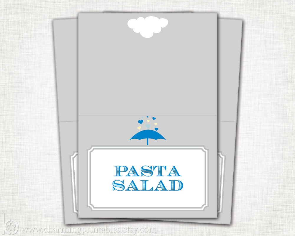 Rain Shower Baby Shower Labels - Baby Boy -  PRINTABLE Buffet - DIY Digital File - Baby Shower Labels - Rain Shower Collection